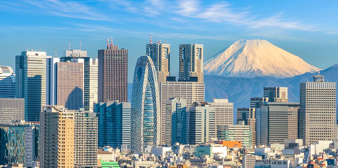 Modern buildings against the backdrop of the mountains